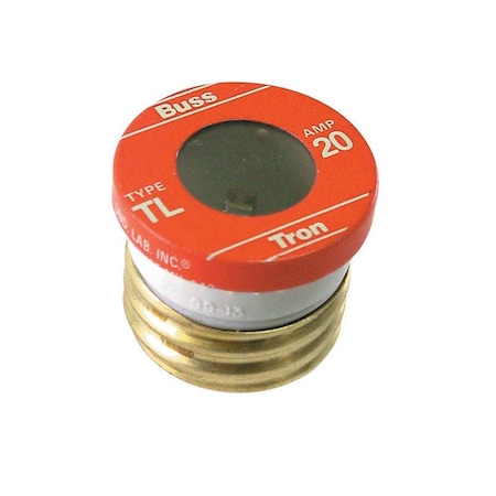 Eaton Bussmann Plug Fuse, TL Series, Time-Delay, 20A, 125V AC, Indicating, 10kA at 125V AC BP/TL-20